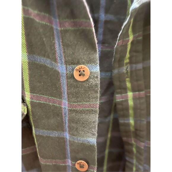 Tony Hawk Medium Plaid Flannel Collared Long Sleeve Button up  Blue Green - Picture 9 of 11